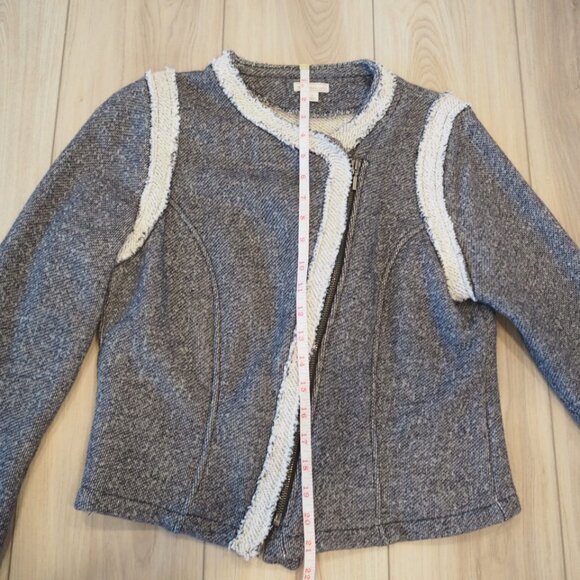 GAP Terry Motto Jacket Sz Small A-Symmetrical Zipper Fur Lining Preppy Style - Picture 11 of 12